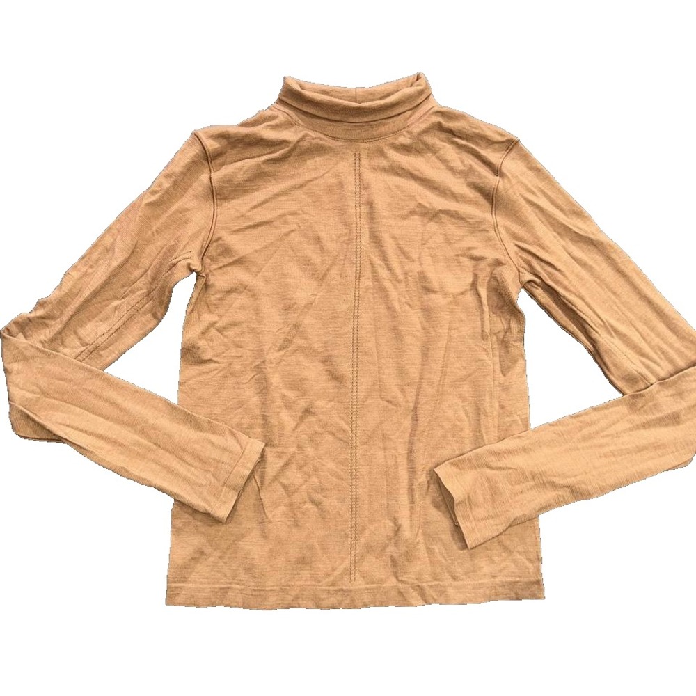 Athleta Foresthill Ascent Turtleneck Top Brown Wool Blend Base Layer S A011385